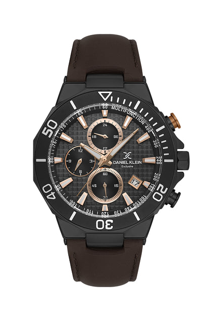 Brown Exclusive Men Watch with Leather Strap