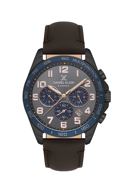 Grey Exclusive Men Watch with Leather Strap