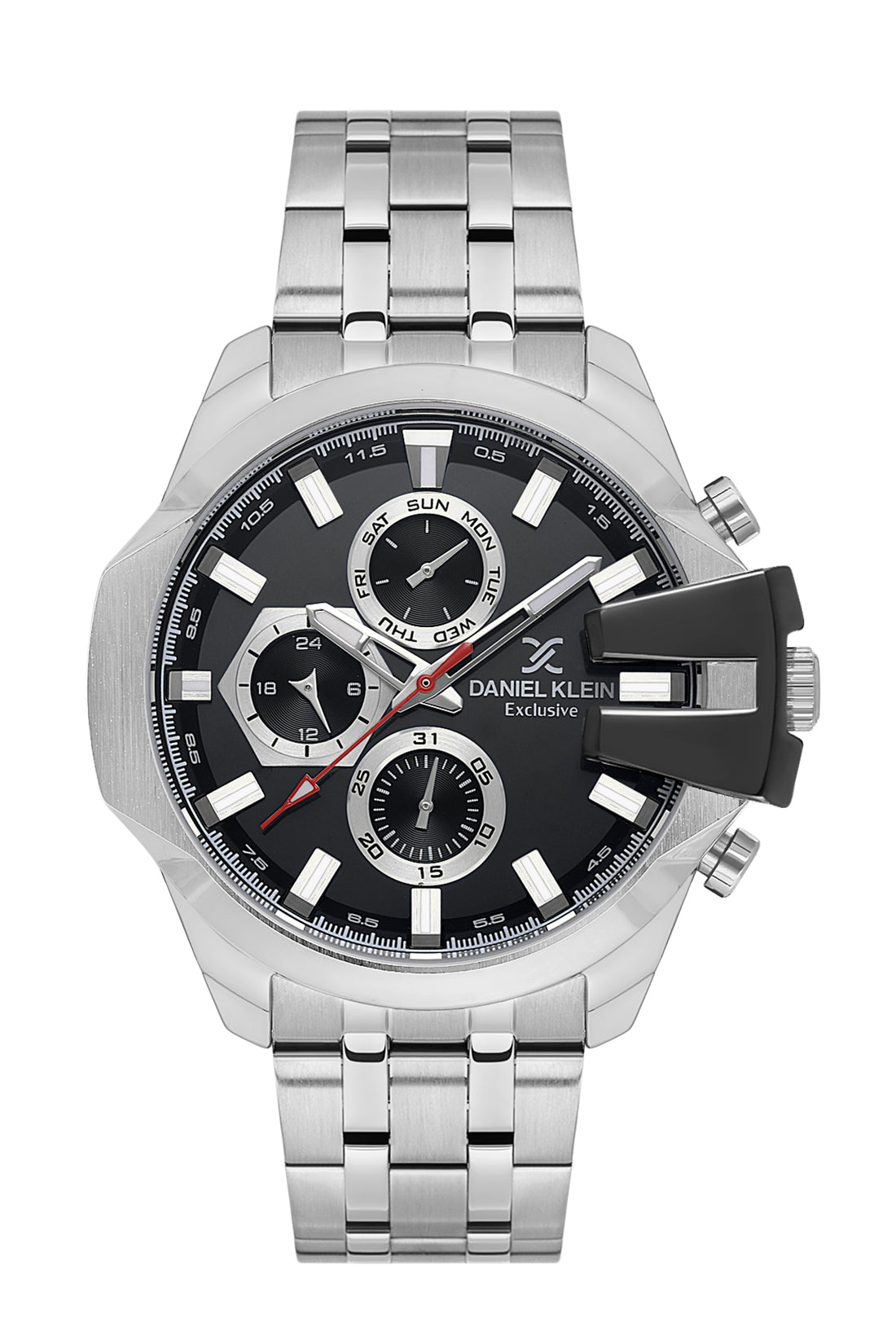 Black Exclusive Men Watch with Metallic Strap