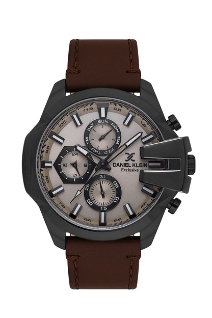 Grey Exclusive Men Watch with Leather Strap
