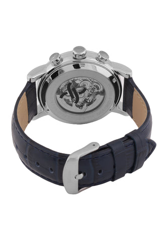 Black Skeleton Men Watch with Leather Strap