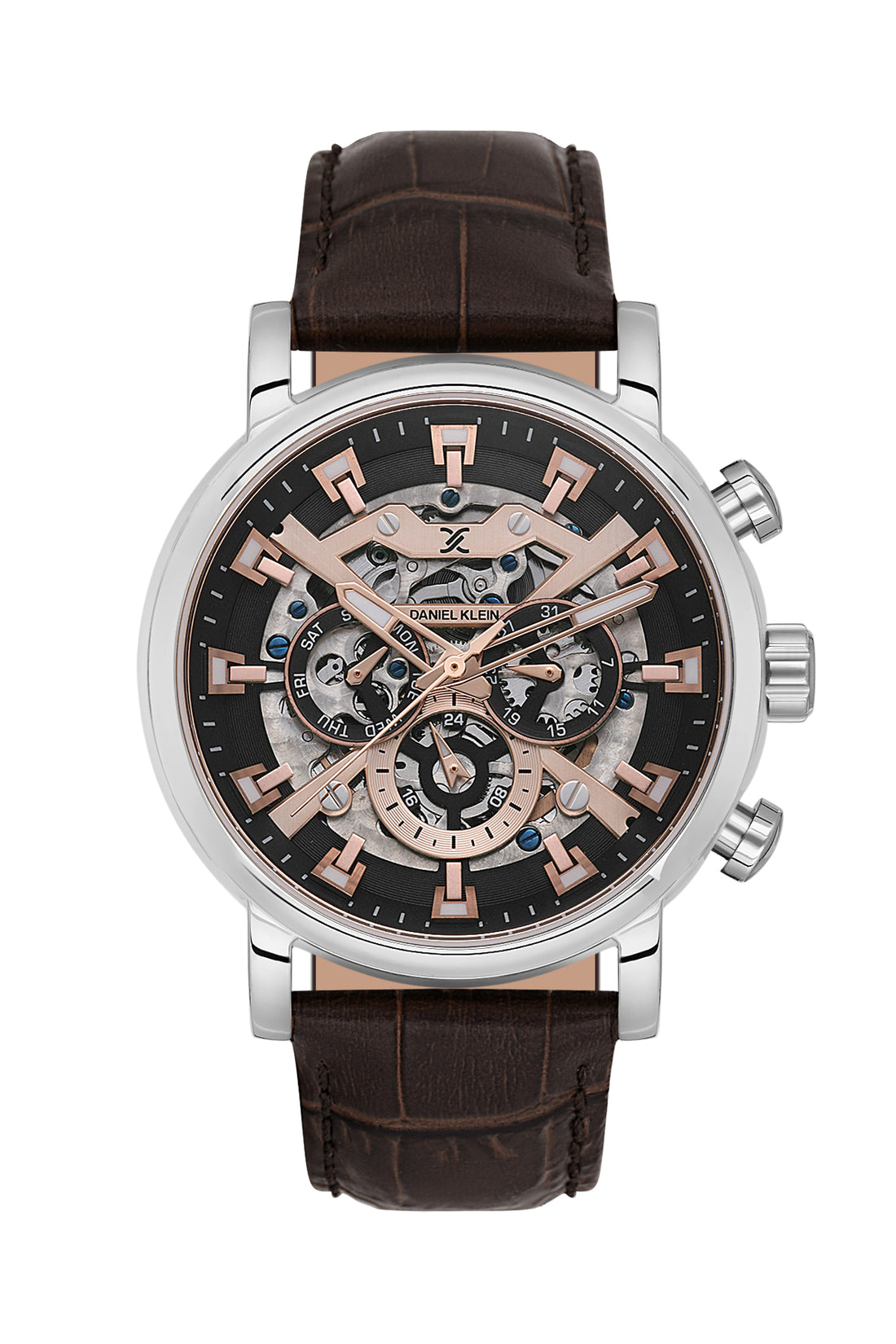 Black Skeleton Men Watch with Leather Strap