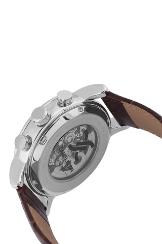 Black Skeleton Men Watch with Leather Strap