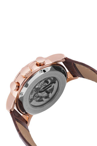 Brown Skeleton Men Watch with Leather Strap