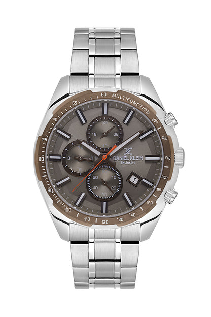 Grey Exclusive Men Watch with Metallic Strap