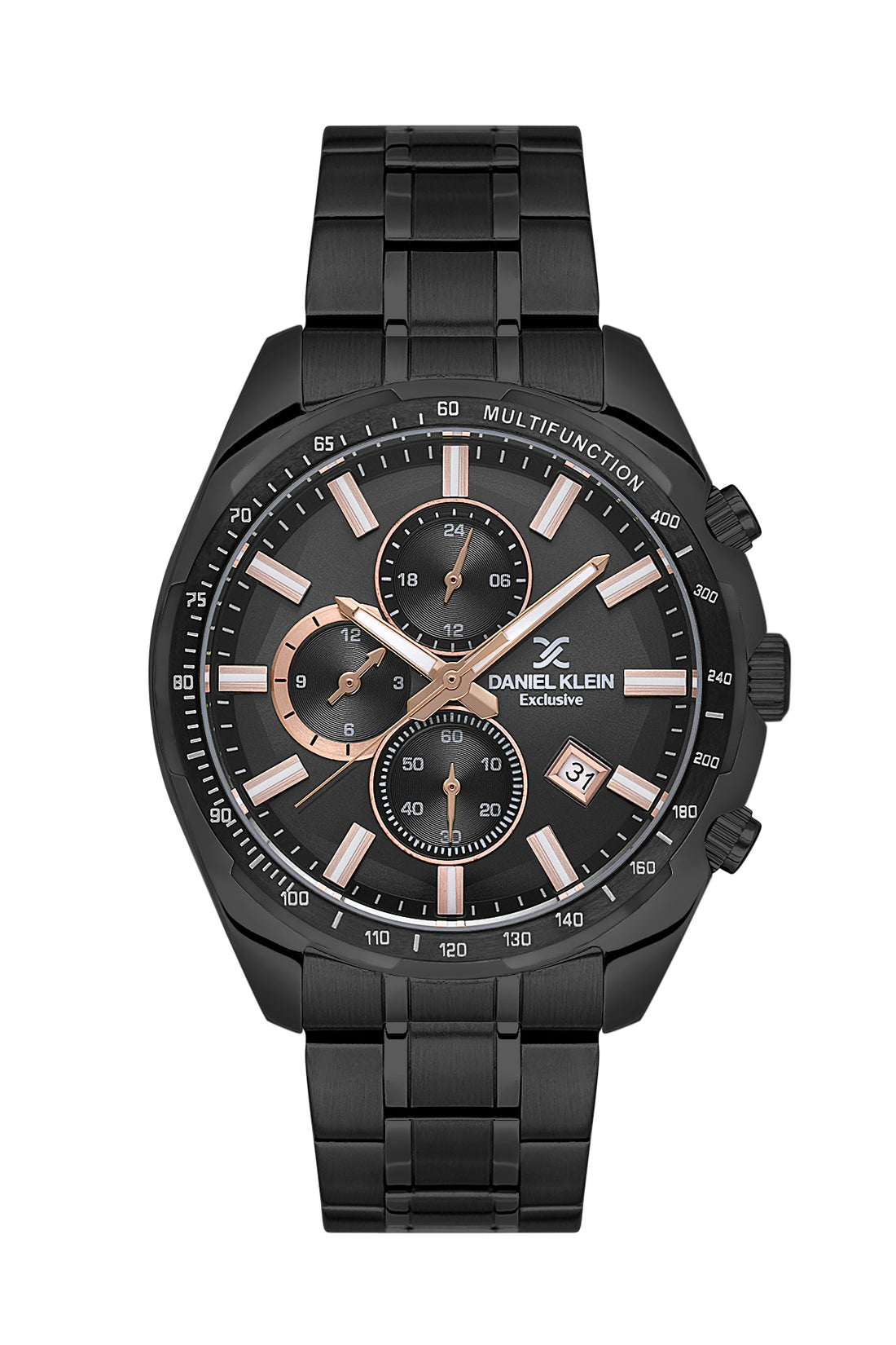 Black Exclusive Men Watch with Metallic Strap