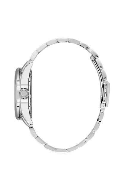 Silver Skeleton Men Watch with Metallic Strap