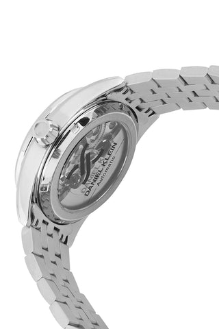 Silver Skeleton Men Watch with Metallic Strap