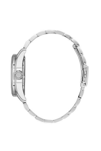 Black Skeleton Men Watch with Metallic Strap