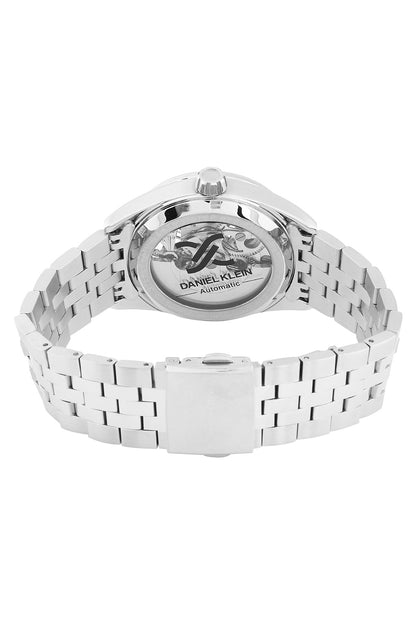 Black Skeleton Men Watch with Metallic Strap