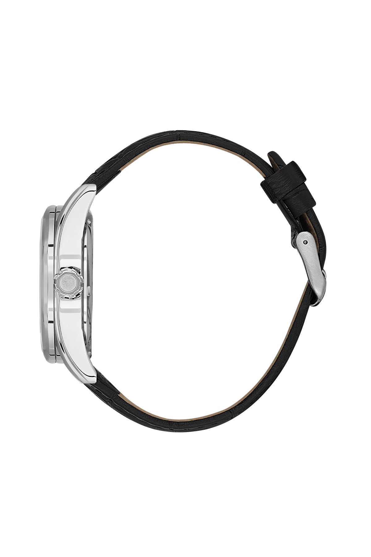Silver Skeleton Men Watch with Leather Strap
