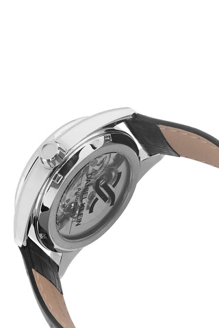 Silver Skeleton Men Watch with Leather Strap