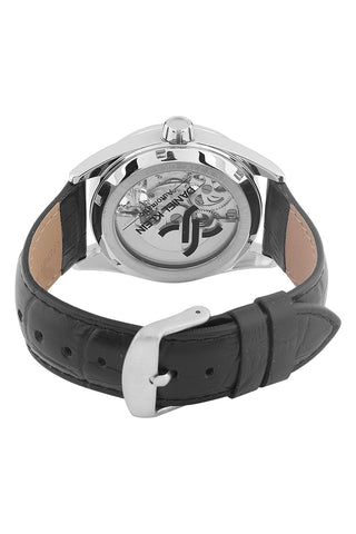 Silver Skeleton Men Watch with Leather Strap