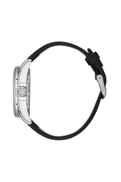 Black Skeleton Men Watch with Leather Strap