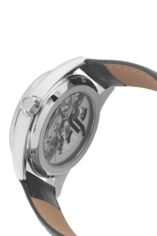 Black Skeleton Men Watch with Leather Strap