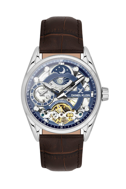 Blue Skeleton Men Watch with Leather Strap
