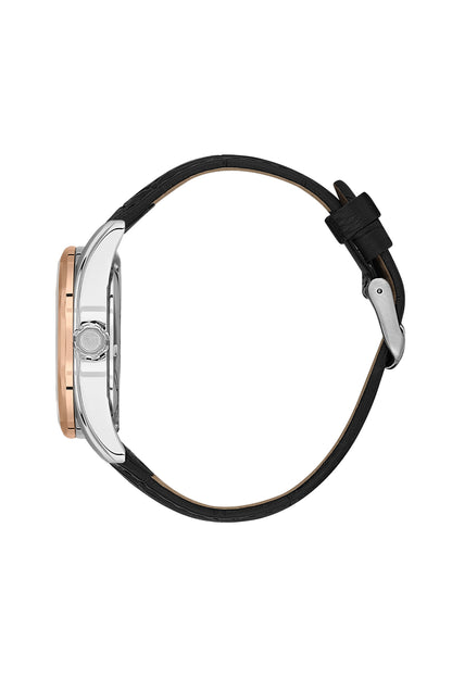 Black Skeleton Men Watch with Leather Strap