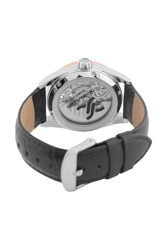 Black Skeleton Men Watch with Leather Strap