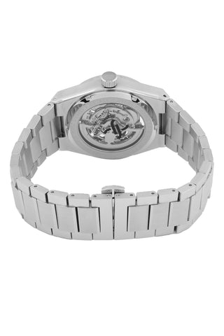 Black Skeleton Men Watch with Metallic Strap