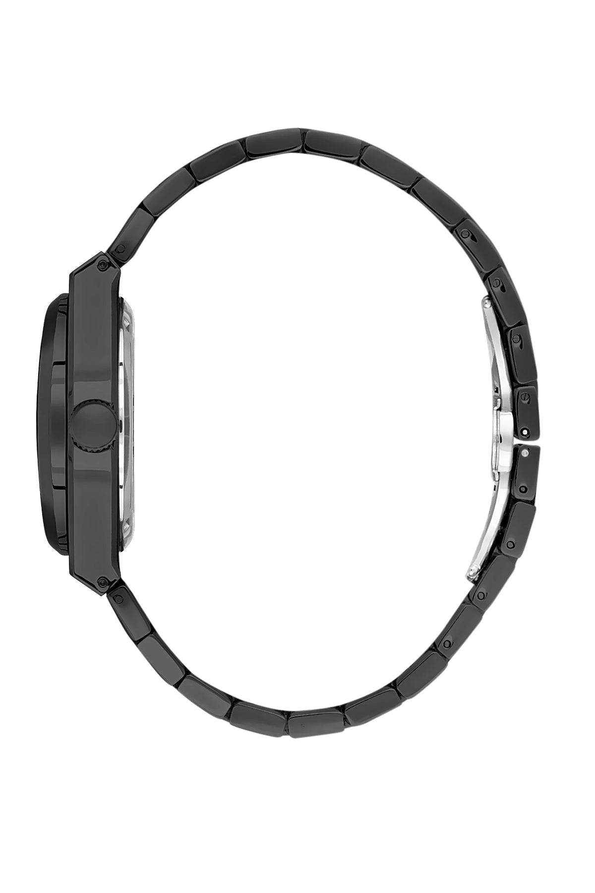 Black Skeleton Men Watch with Metallic Strap