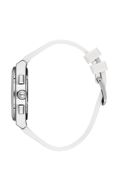 Silver Dial Analog Watches with silicon Band