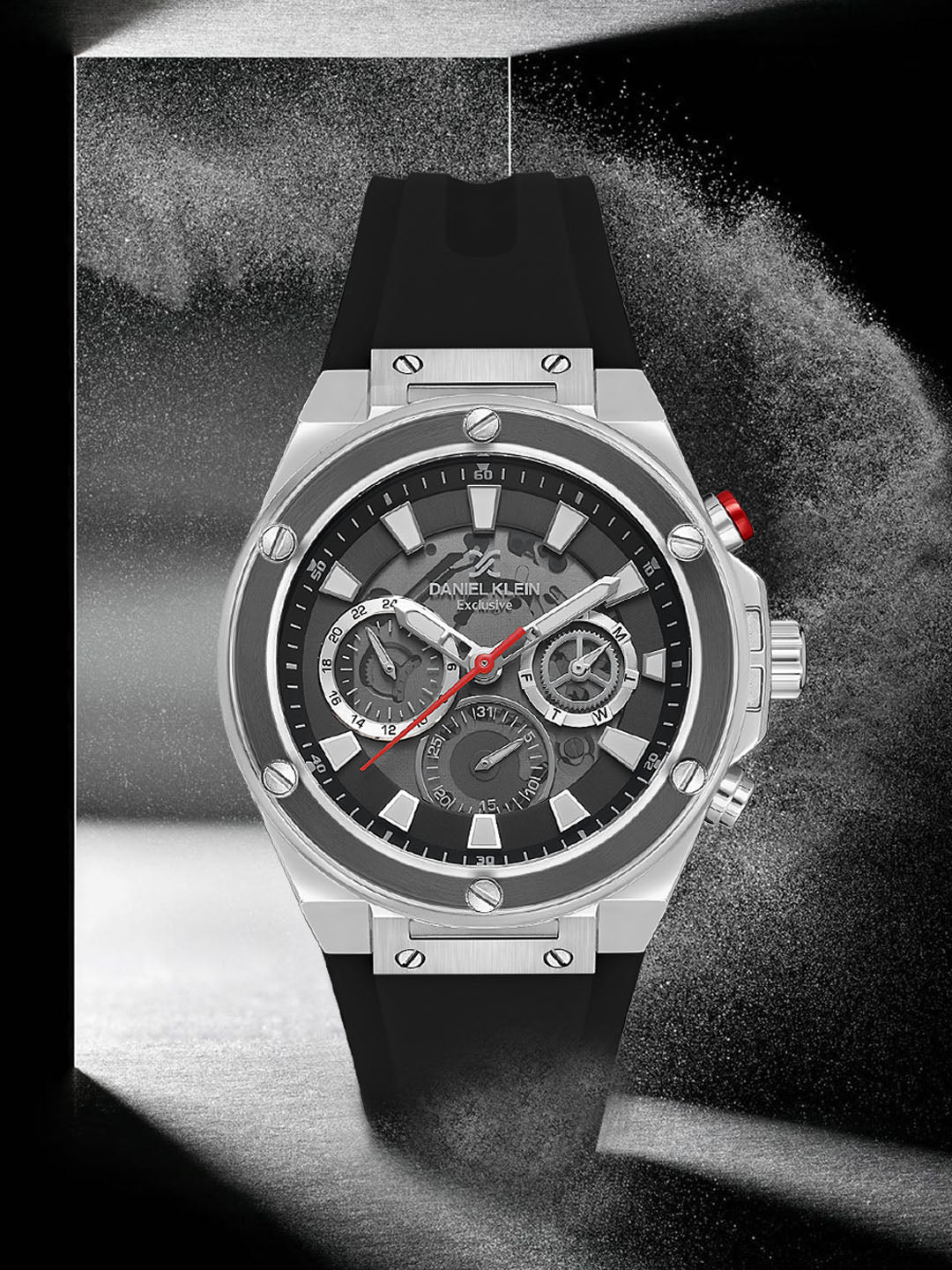 Modern &amp; Sleek Black Dial Analog Watches with Black silicon Band