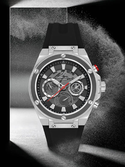 Modern &amp; Sleek Black Dial Analog Watches with Black silicon Band