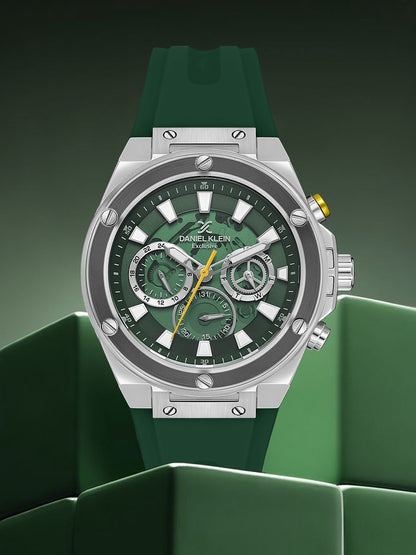 Green Dial Analog Watches with Green silicon Band