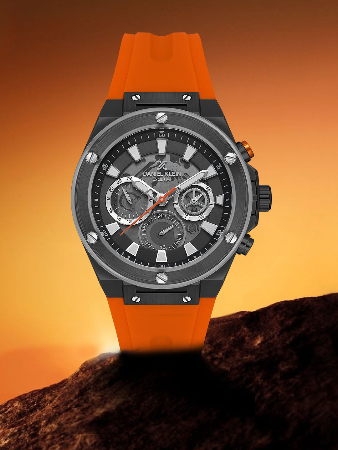 Black Dial Analog Watches with Red silicon Band