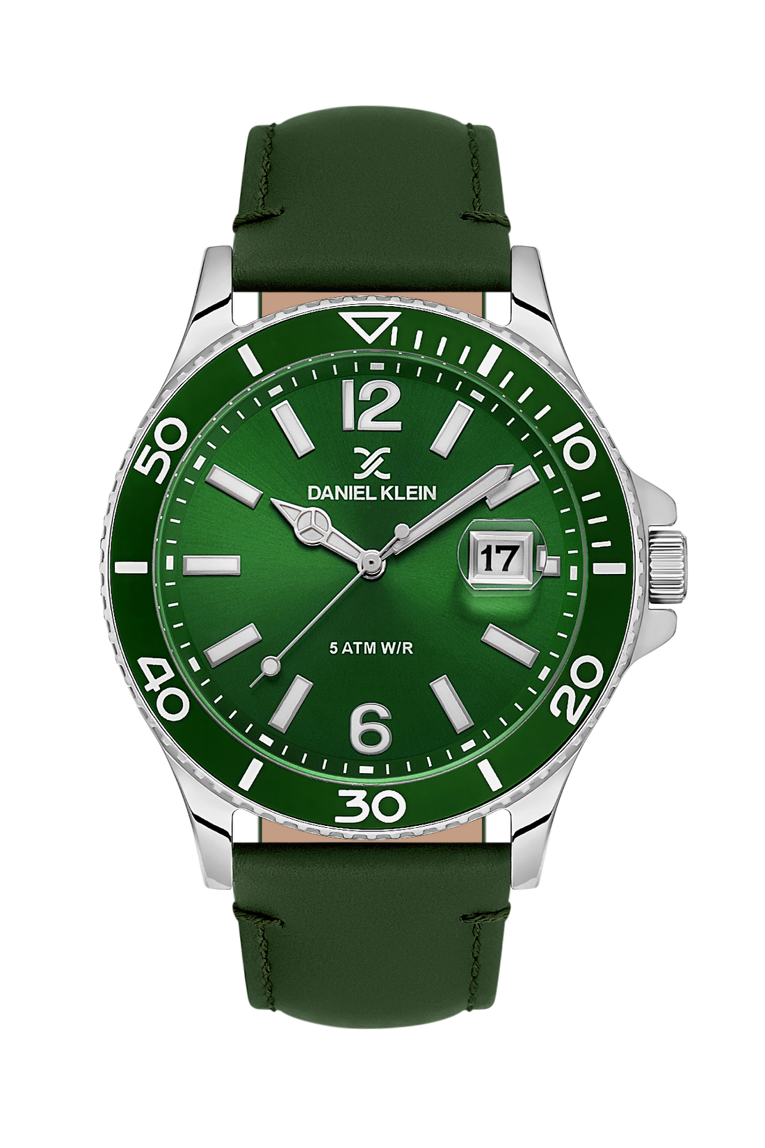 Green Dial Analog with Geen Leather Strap Men&