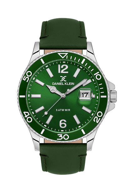 Green Dial Analog with Geen Leather Strap Men&
