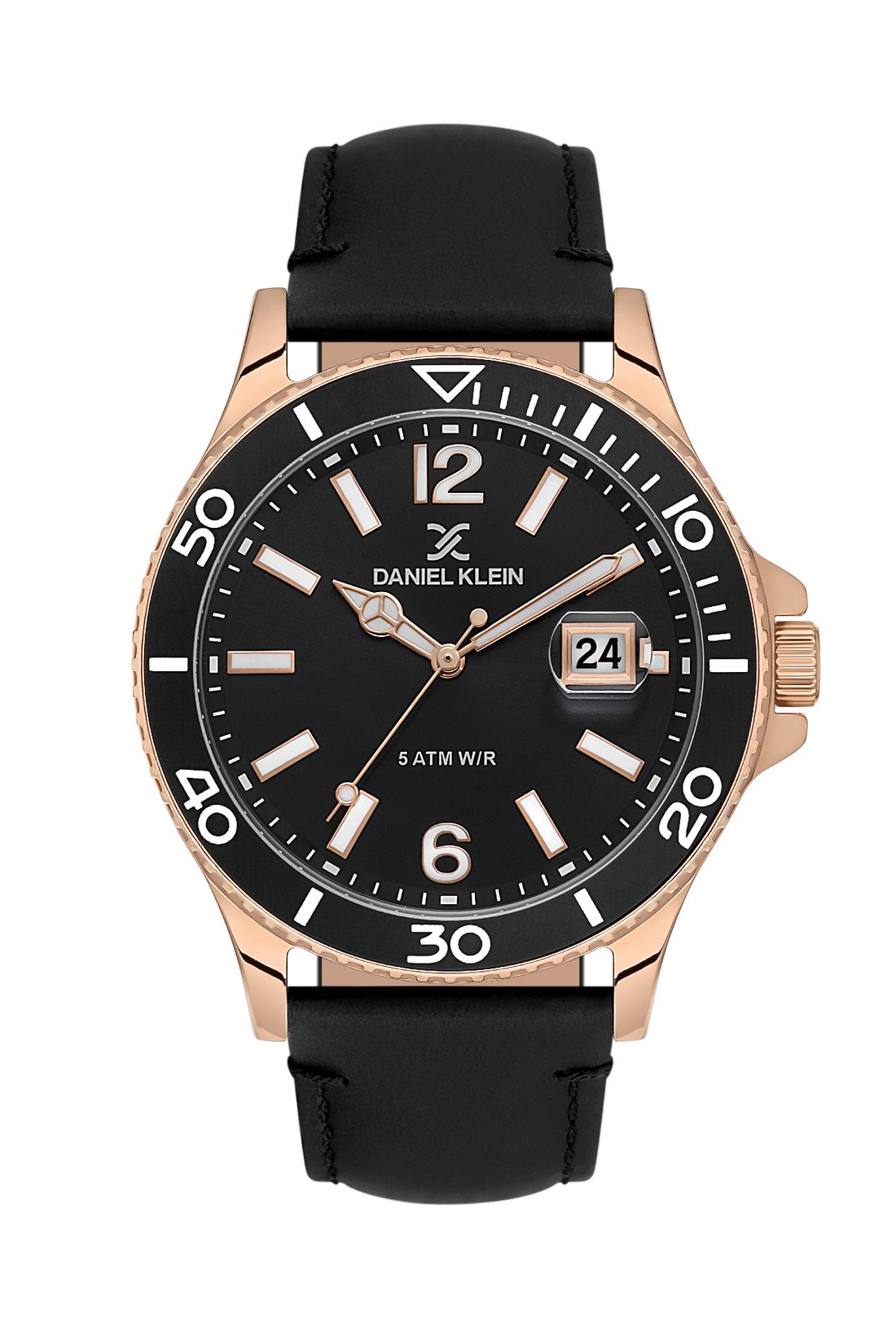 Black Dial Analog with Black Leather Strap Men&