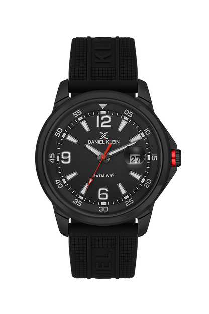 Classic Analog Black Dial with Black Silicon Strap Men&