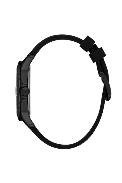 Classic Analog Black Dial with Black Silicon Strap Men&