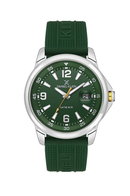 Fashionable Analog Green Dial with Green Silicon Strap Men&