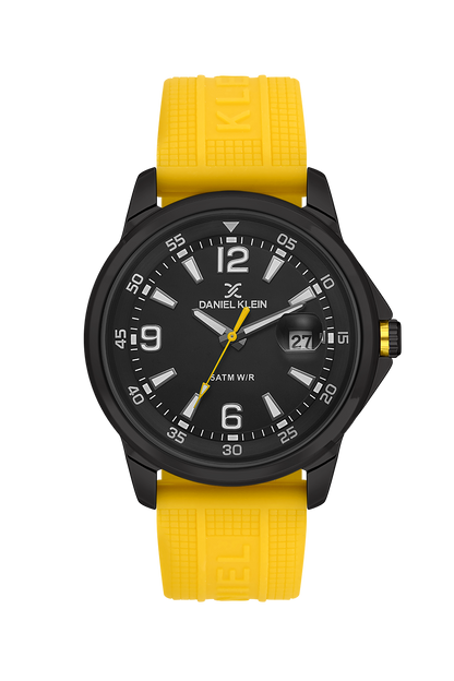 Yellow Silicon Starp with Black Dial Men&