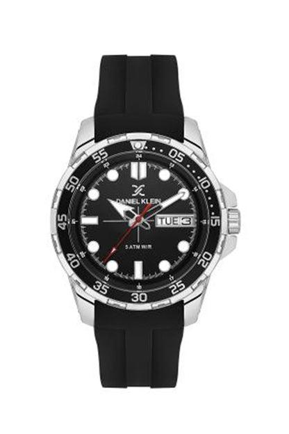 Modern Stainless Steel Black Dial with Black Silicon Strap Men&