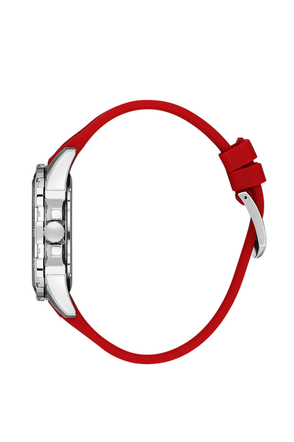 Fashionable &amp; Durable Analog Black Dial with Red Silicon Strap Men&