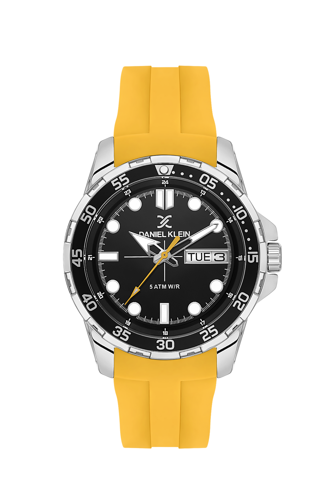 Luxury Analog Black Dial with Yellow Silicon Strap Men&