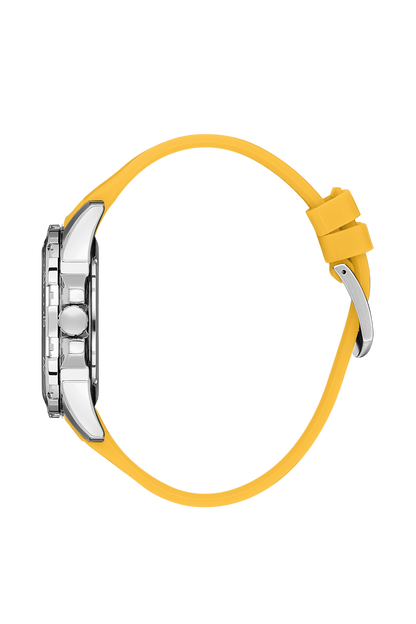 Luxury Analog Black Dial with Yellow Silicon Strap Men&