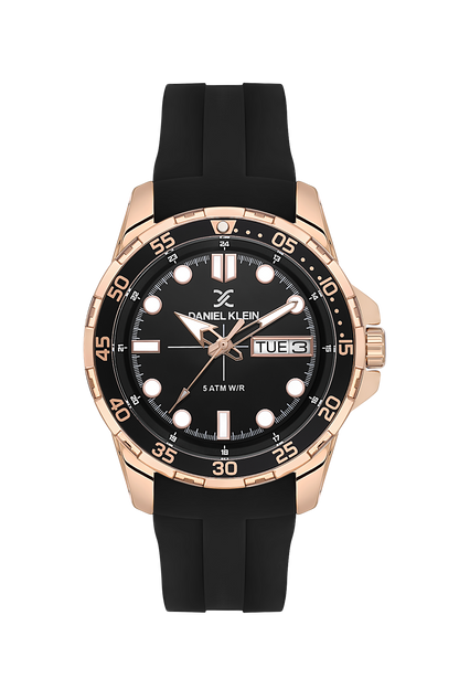 Analog Black Dial with Black Silicon Strap Men&
