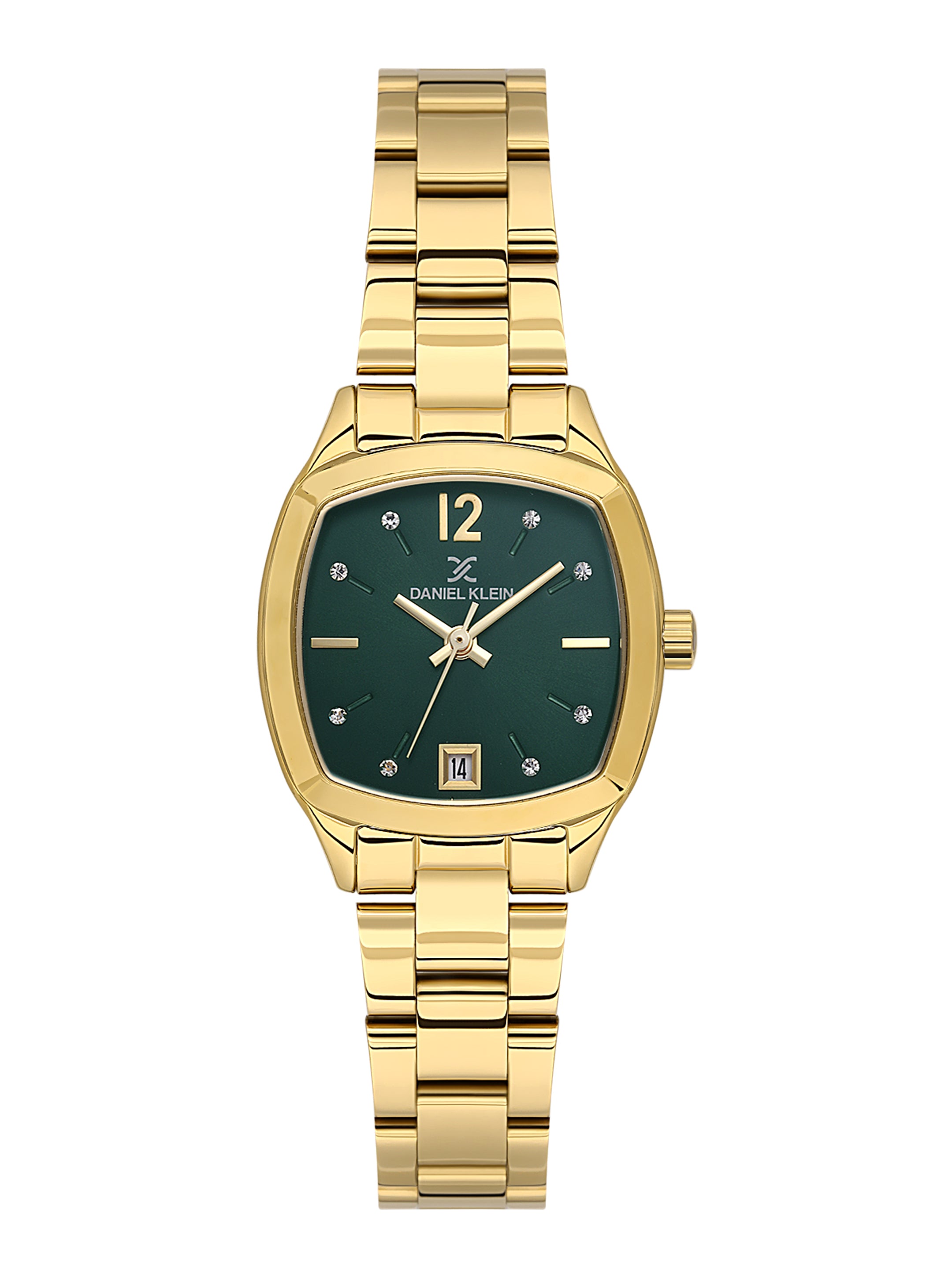 Daniel klein Premium Lady Gold IPG Case &amp; Strap Deep Green Sunray Dial Watch DK.1.13912-5