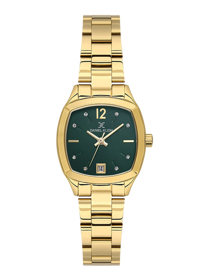 Daniel klein Premium Lady Gold IPG Case &amp; Strap Deep Green Sunray Dial Watch DK.1.13912-5