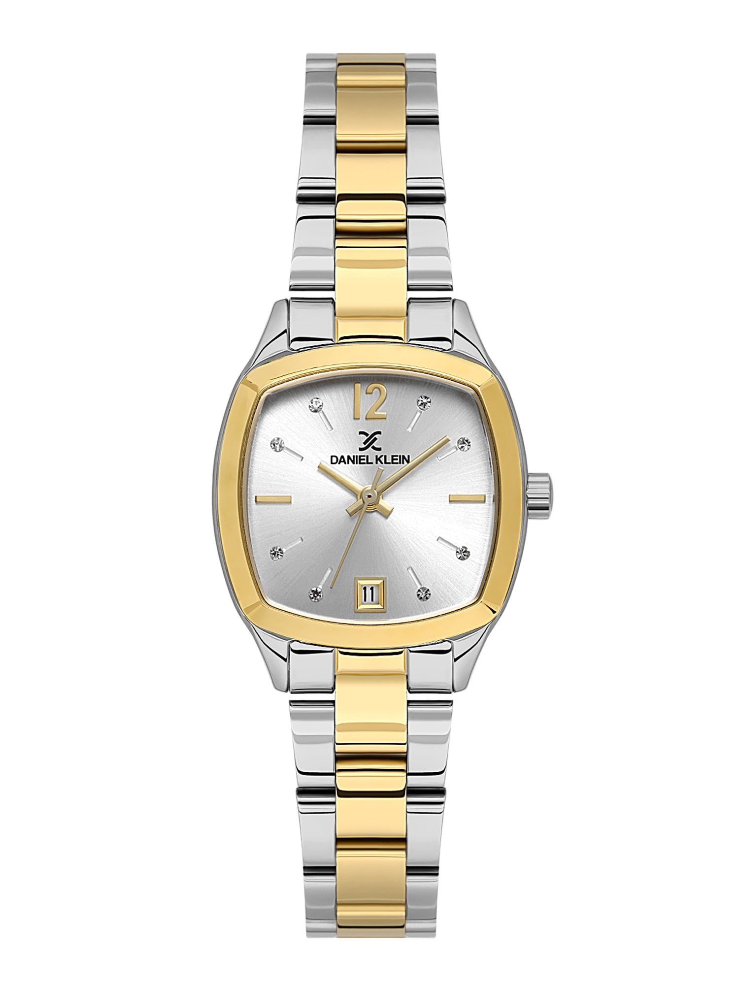 Daniel klein Premium Lady Dual-Tone IPS/IPG Silver Sunray Dial Stainless Steel Watch