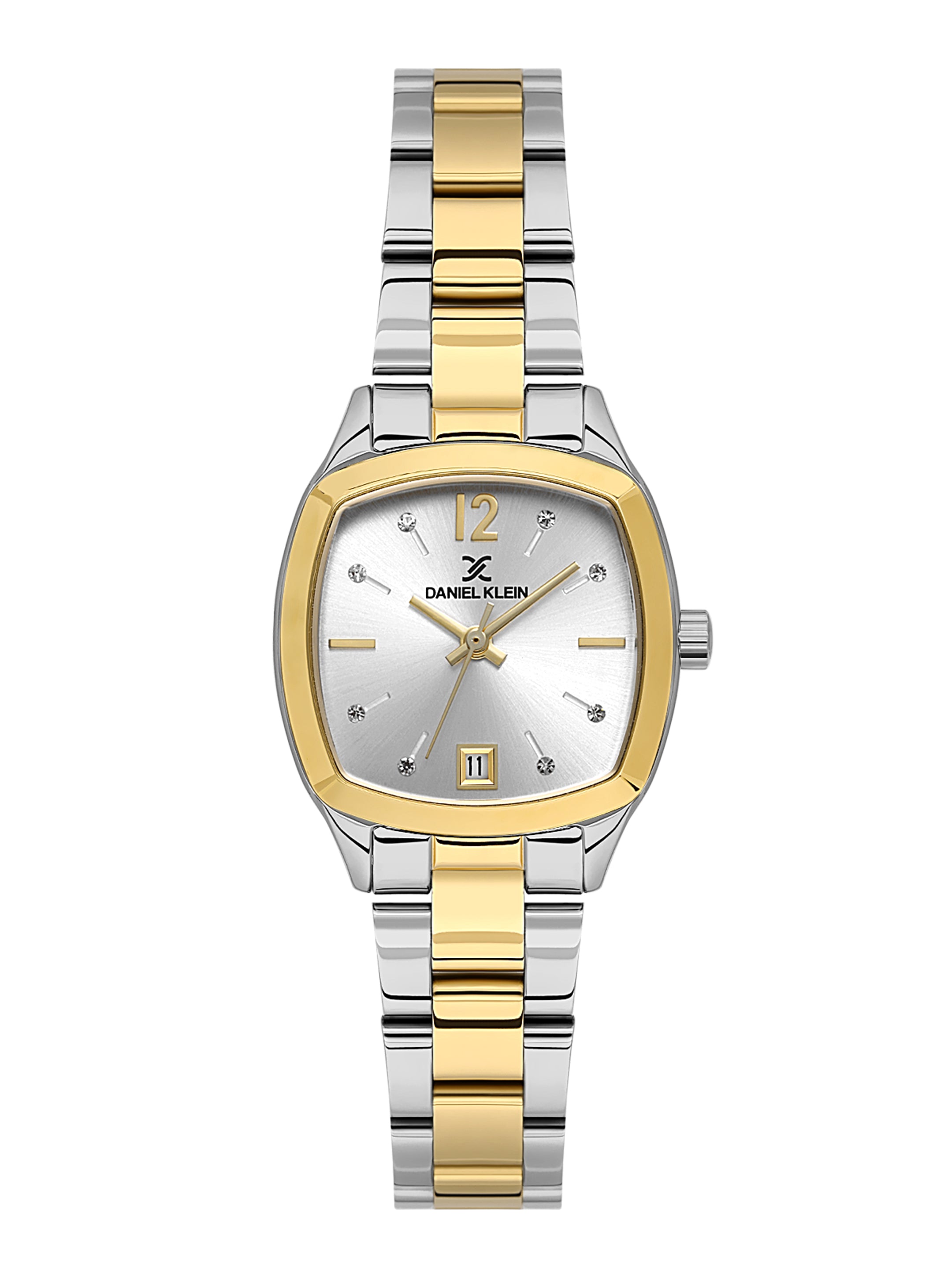 Daniel klein Premium Lady Dual-Tone IPS/IPG Silver Sunray Dial Stainless Steel Watch