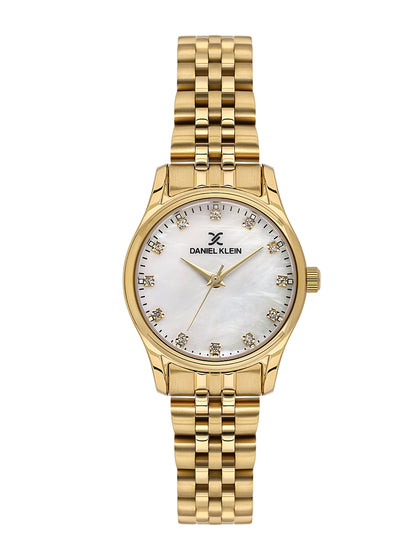 Daniel klein Premium Lady IPG White MOP Sunray Dial Stone Stainless Steel Watch DK.1.13914-3