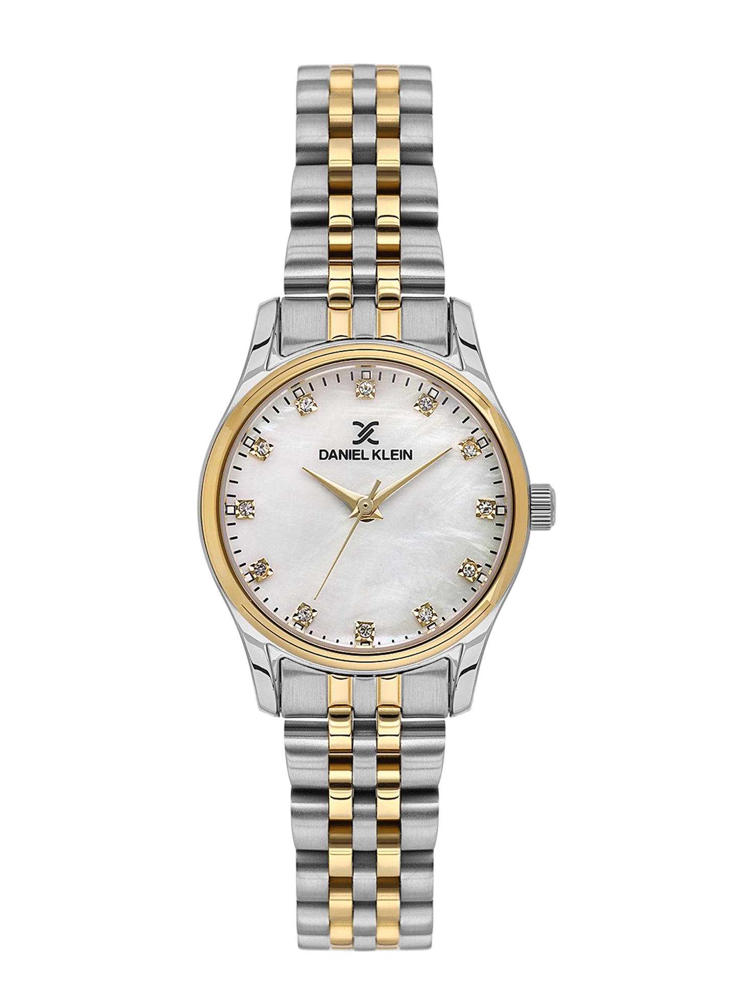 Daniel klein Premium Lady IPS/IPG White MOP Sunray Dial Stone Stainless Steel Watch DK.1.13914-4