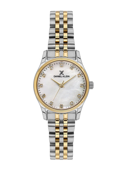 Daniel klein Premium Lady IPS/IPG White MOP Sunray Dial Stone Stainless Steel Watch DK.1.13914-4