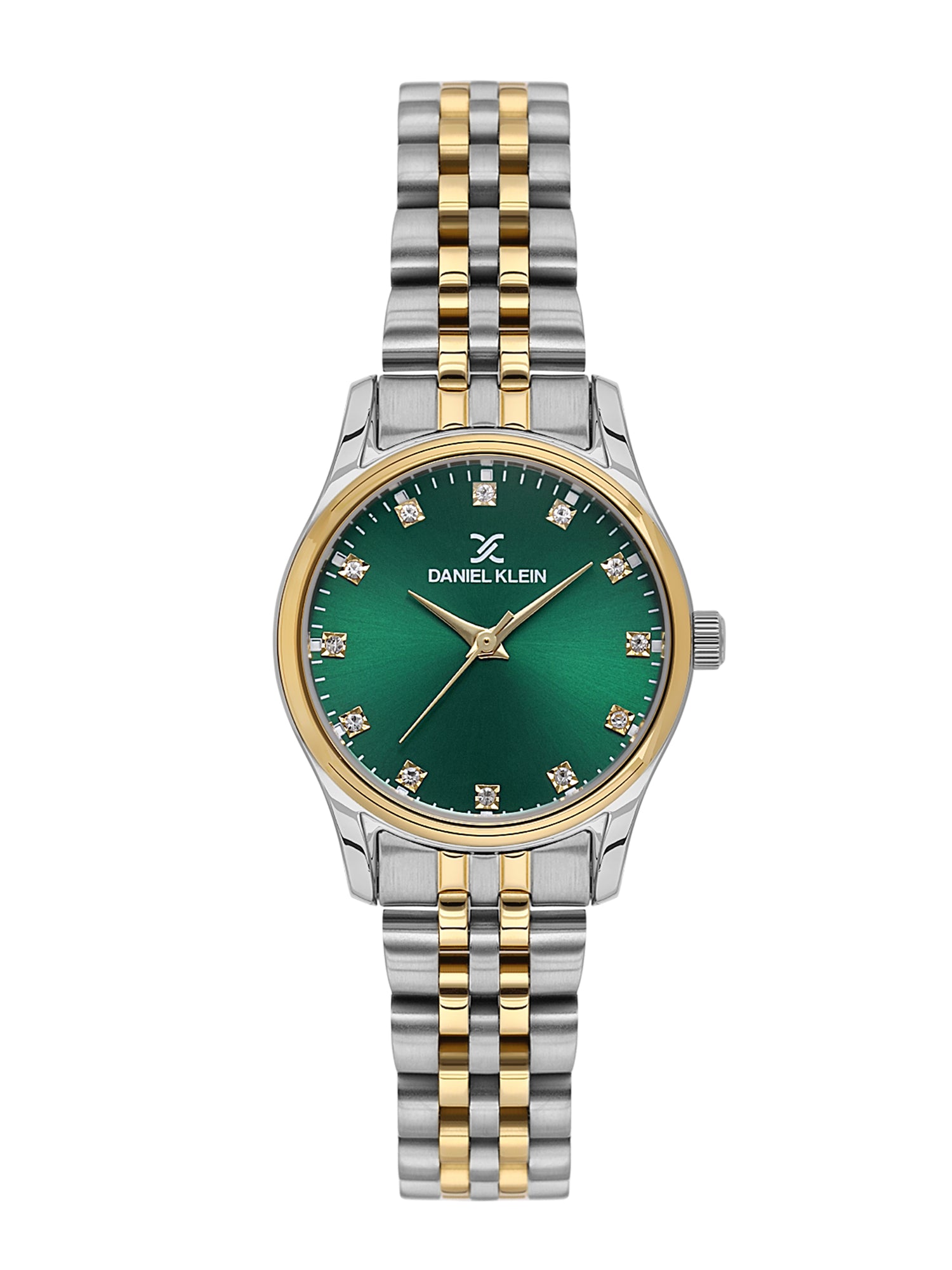 Daniel klein Premium Lady IPS/IPG Dark Green MOP Sunray Dial Stone Stainless Steel Watch DK.1.13914-5