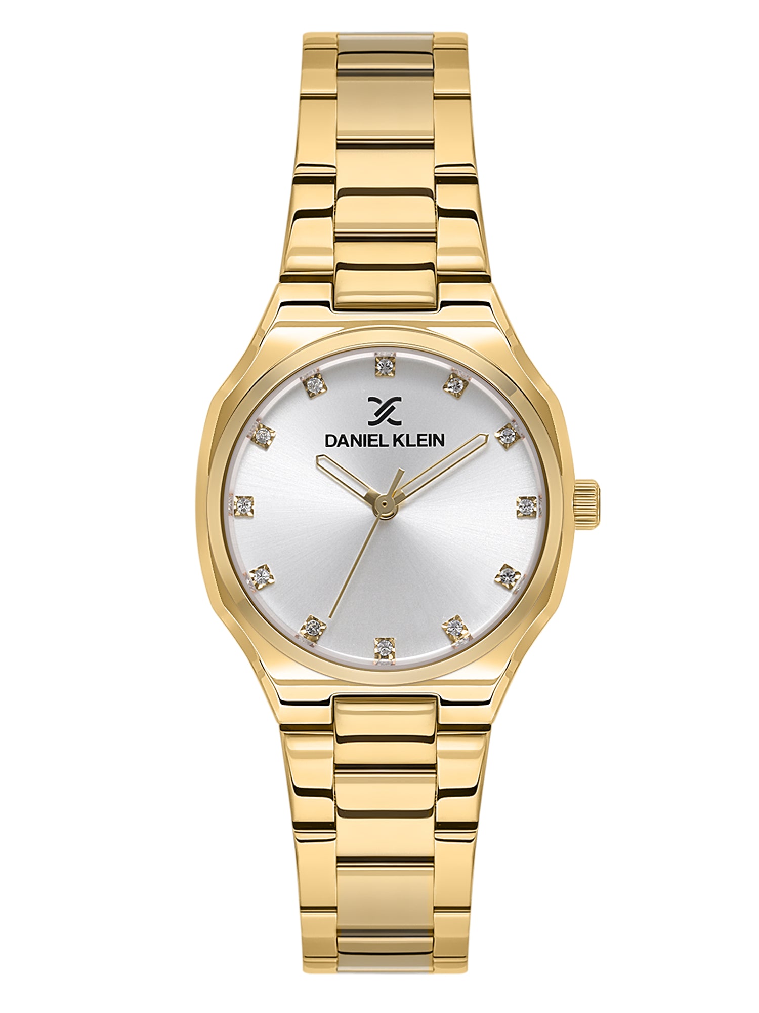 Daniel klein Premium Lady IPG Silver Sunray Dial Stone Stainless Steel Watch DK.1.13916-3